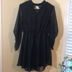 black dress sheer sleeves